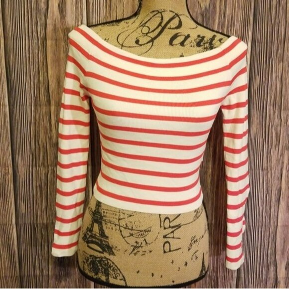 Adorable Topshop Striped Wide Neck Top - Picture 1 of 6